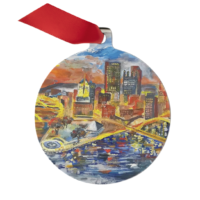 "Pittsburgh Sunset" metal ornament