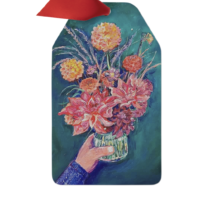 "Sweater Weather Dahlias" metal ornament