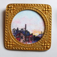 "Lawrenceville Sunset" original painting in bangle frame
