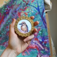 "Guam Kingfisher" original painting in bangle frame