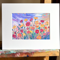 "Tall Poppy Celebration" 5x7 print with 8x10 mat