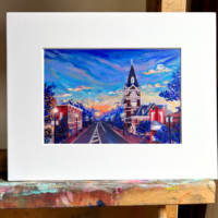 "Sundown on Main" 5x7 print with 8x10 mat