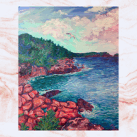 "Onward and Upward"  8x10 print on 8x10 board